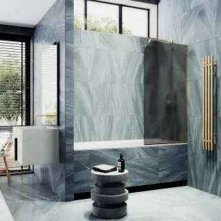 Шторка на ванну MaybahGlass MGV-84-3у 40см золото